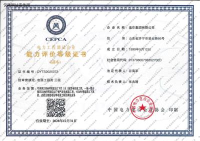能力評(píng)價(jià)等級(jí)證書